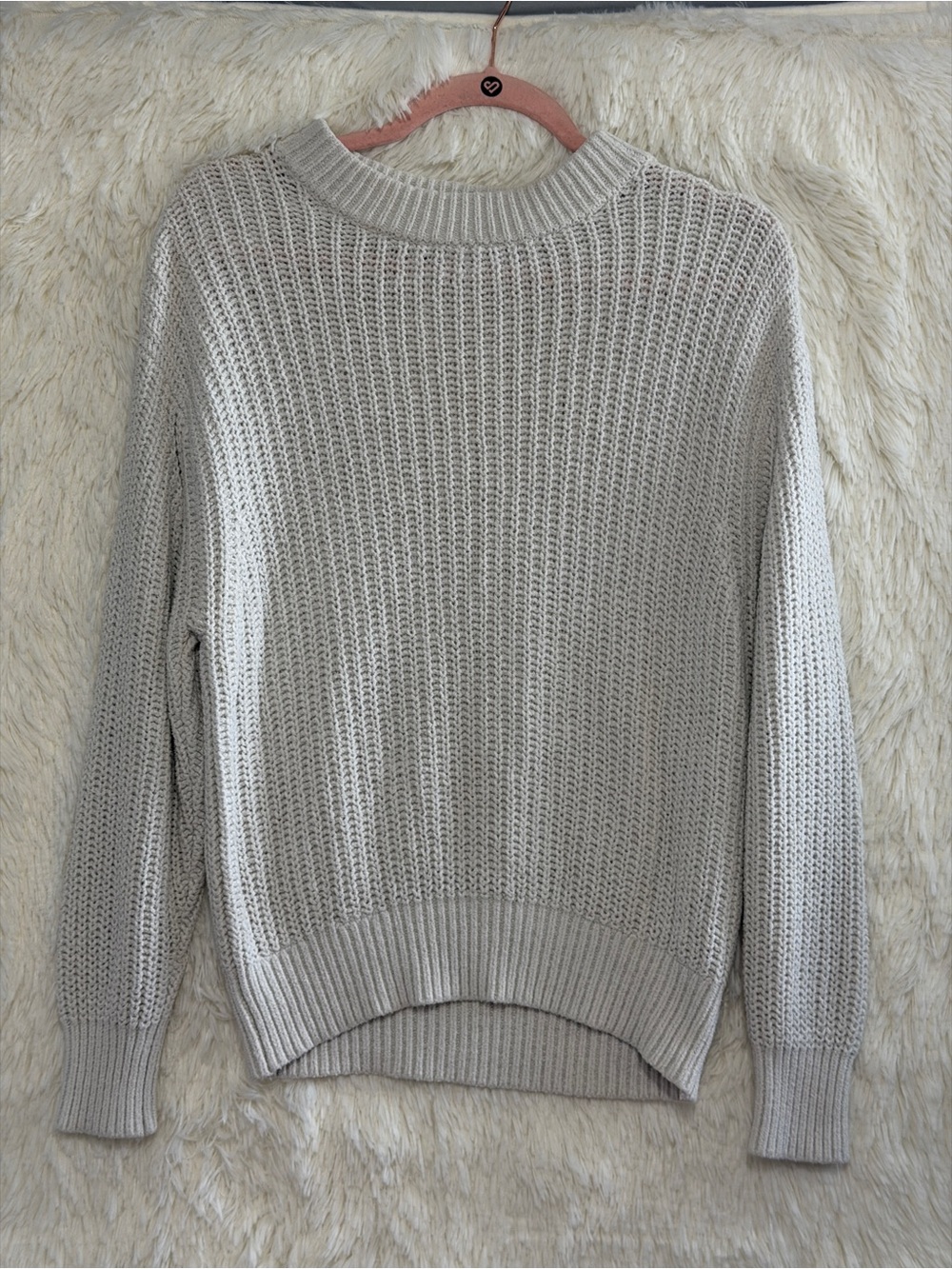 Wilfred Aritzia Womens Essential Chenille Knit Sweater Size S Cream Minimalist